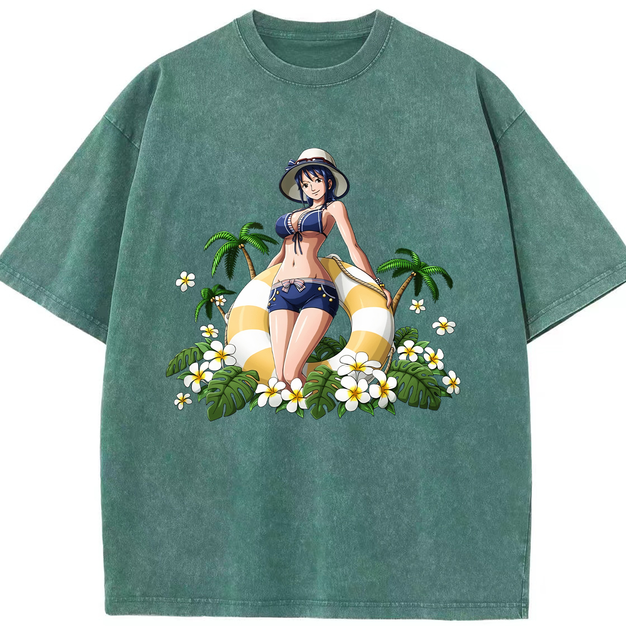 ワンピース ニコ・ロビン ONE PIECE Nico Robin 綿100% ヴィンテージ風 半袖Tシャツ（フロントプリント）